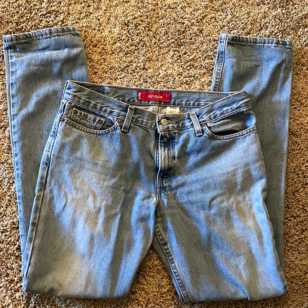 Vintage 90’s Levi’s 507 Superlow slim. Made in USA. 100% cotton. Juniors 11 long